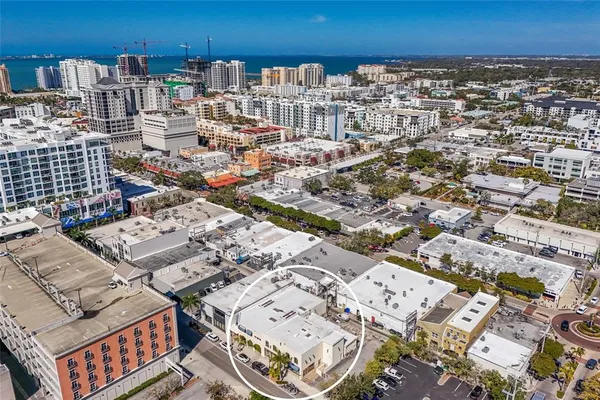 an aerial view of a city