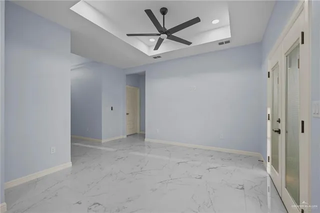 an empty room with windows