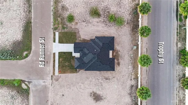 an aerial view of a house