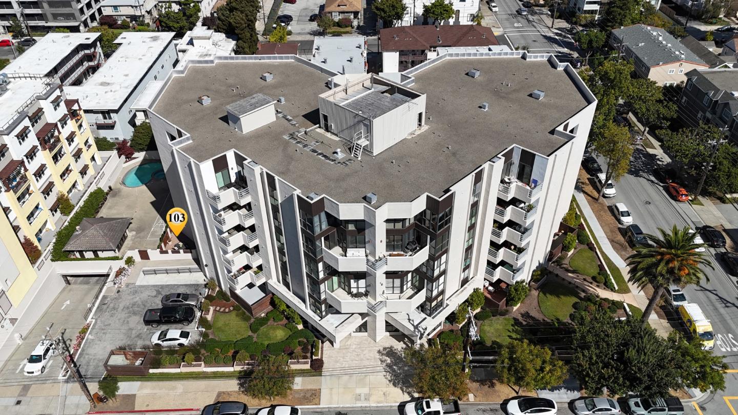 110 Park Road, Unit 103 Burlingame, CA 94010 - Photo 45 of 48 an aerial view of residential houses with outdoor space
