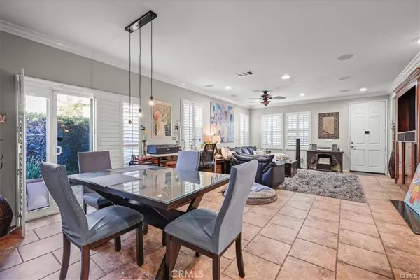 a view of a dining room and livingroom view