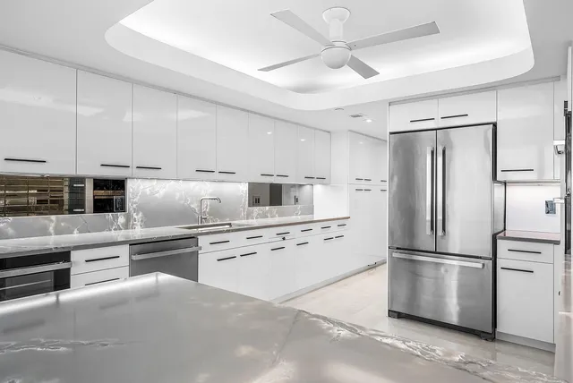 a view of a city from a living room