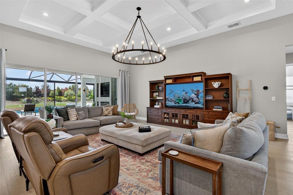 8331 Redonda Loop Lakewood Ranch, FL 34202 - Photo 11 of 92 a living room with furniture a floor to ceiling window and a flat screen tv