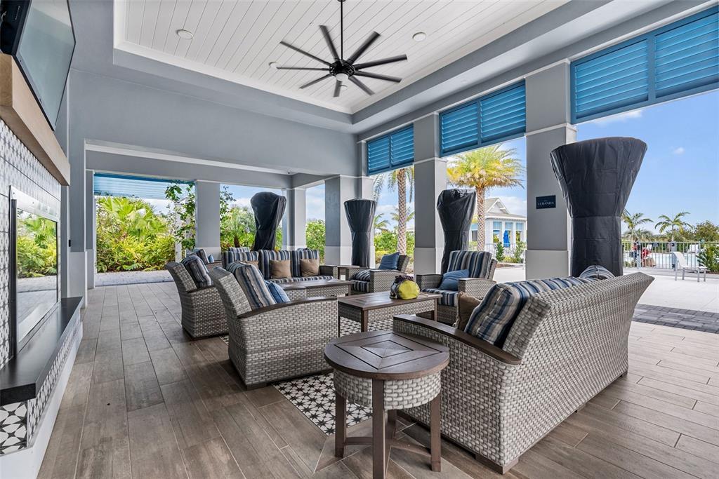 8331 Redonda Loop Lakewood Ranch, FL 34202 - Photo 81 of 92 a living room with furniture a ceiling fan and a large window