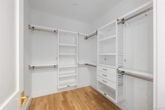 a view of walk in closet with empty racks