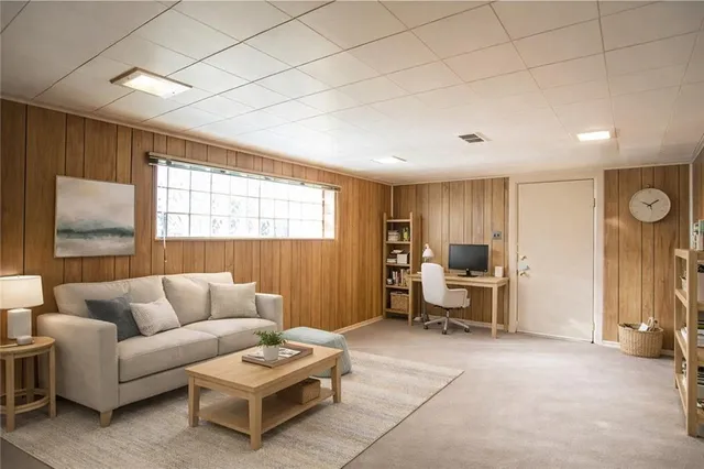 an empty room with closet area