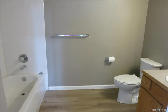 a bathroom with a toilet and a bathtub