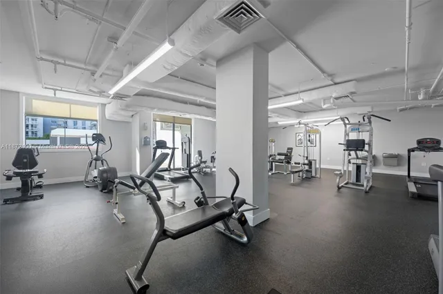a view of a room with gym equipment