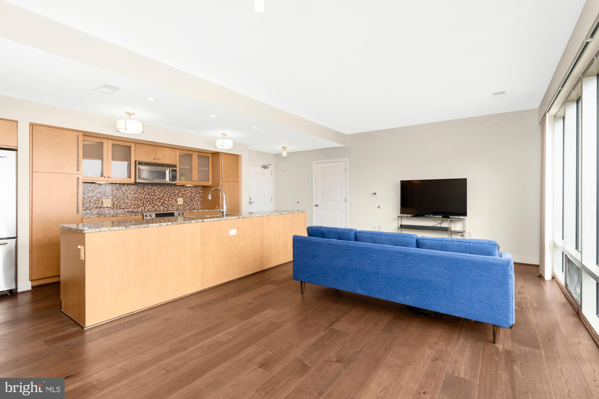 675 President Street, Unit 1406 Baltimore, MD 21202 - Photo 5 of 30 a living room with a couch and a flat screen tv