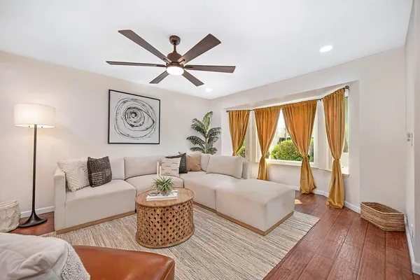 a living room with furniture