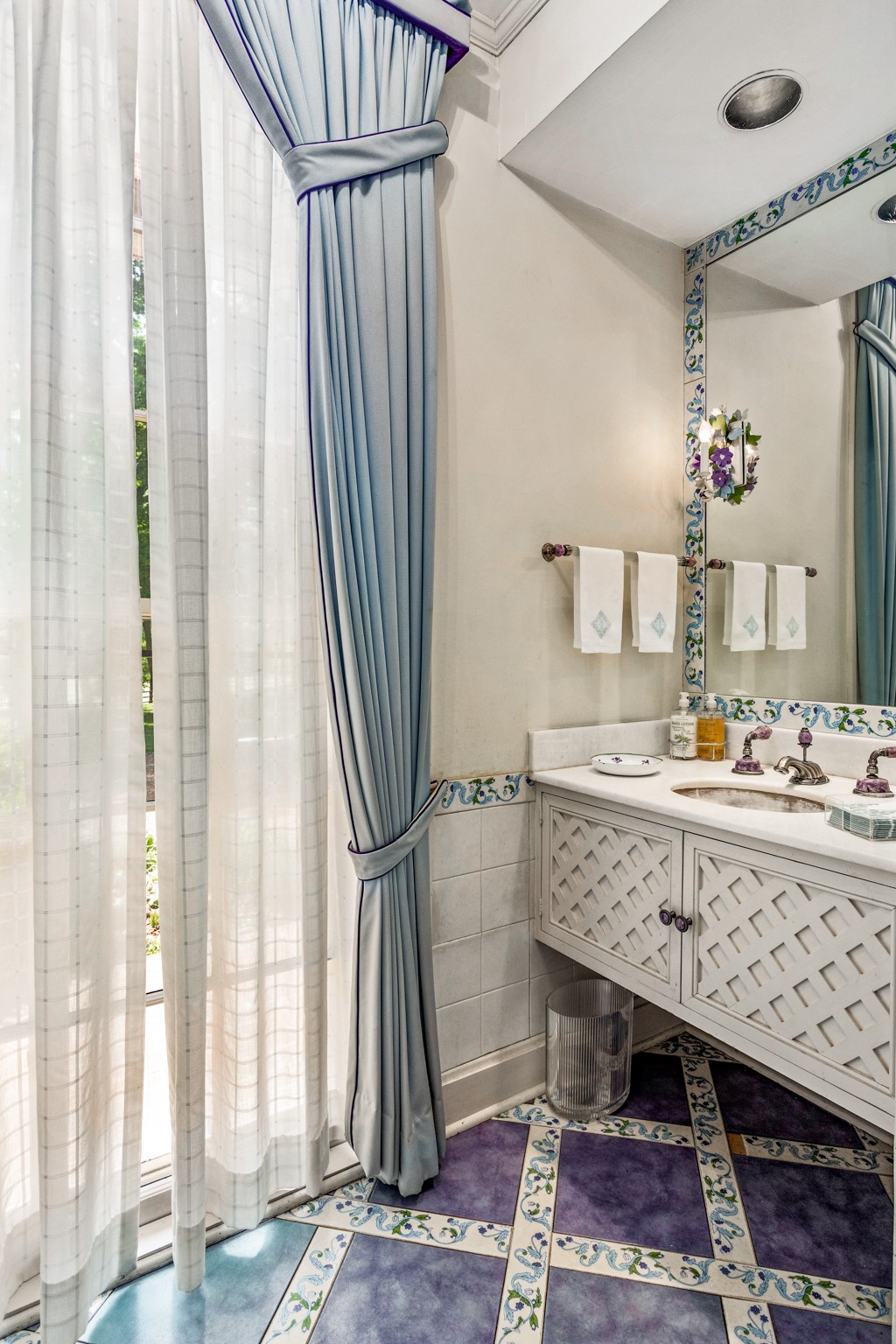 370 Vaughn Road Nashville, TN 37221 - Photo 9 of 27 a bathroom with a granite countertop sink a mirror and a shower
