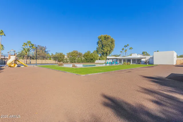 a view of a golf course with a play ground