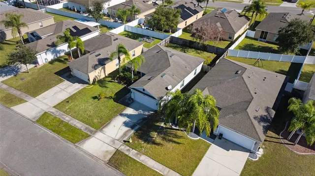 an aerial view of a house
