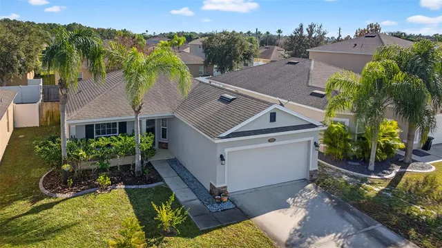 an aerial view of a house