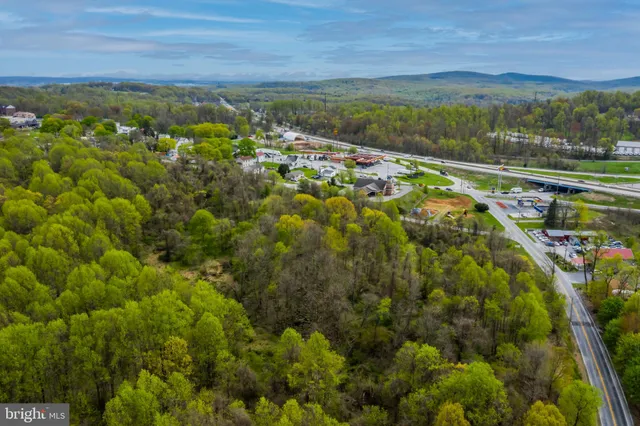 a view of lake with green space