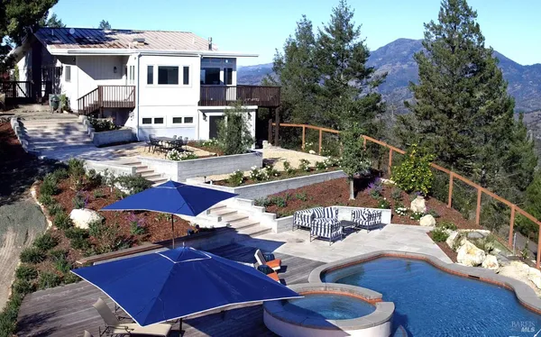 a view of a balcony with an outdoor space
