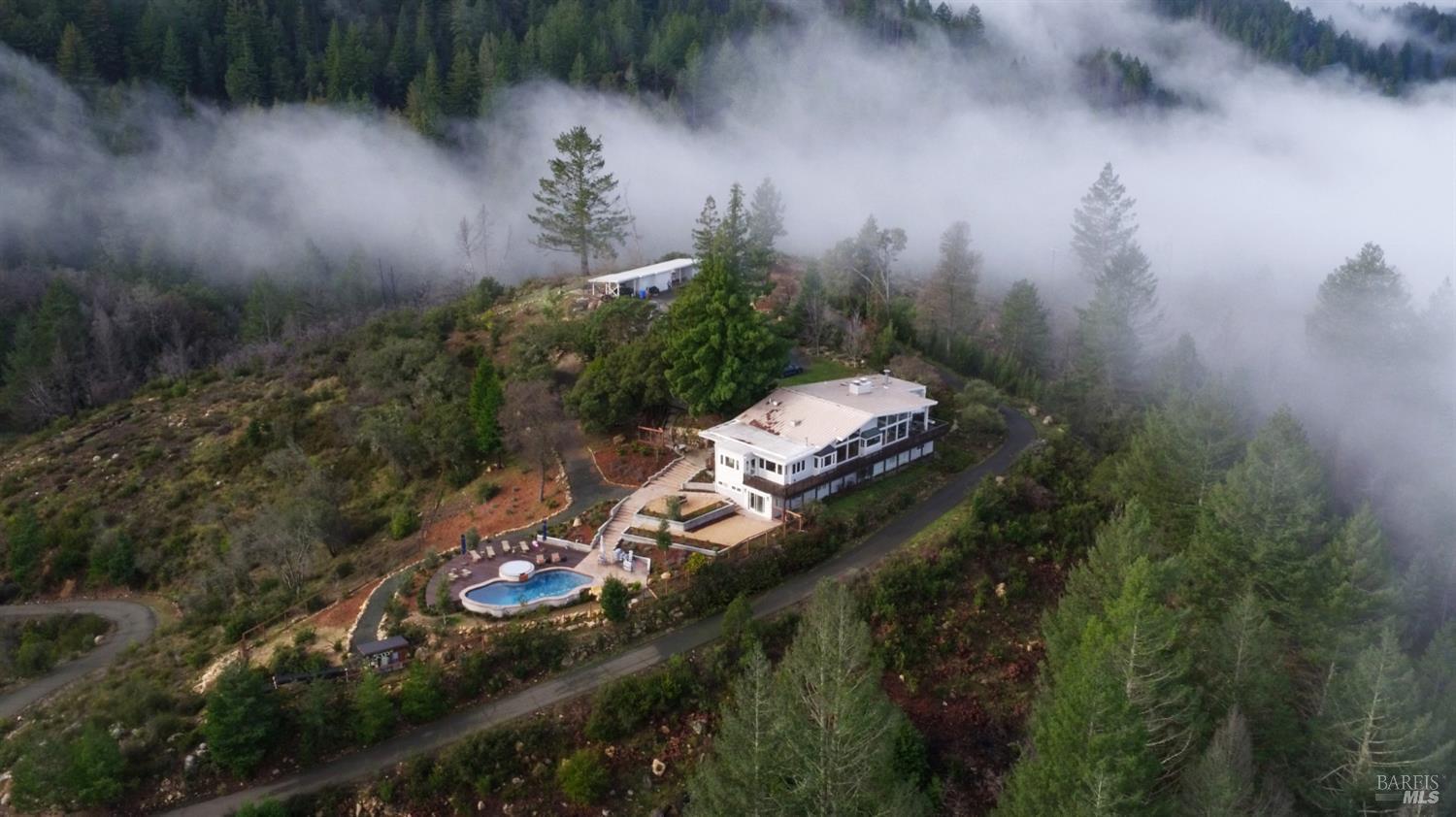 1755 Diamond Mountain Road Calistoga, CA 94515 - Photo 62 of 67 an aerial view of a house with a yard basket ball court and outdoor seating
