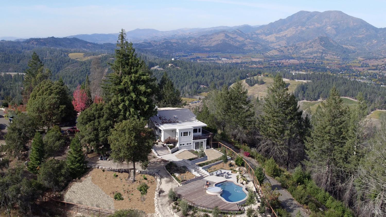 1755 Diamond Mountain Road Calistoga, CA 94515 - Photo 67 of 67 an aerial view of a house with yard and mountain view