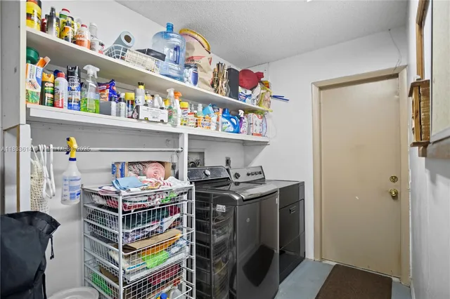 a room with furniture and storage