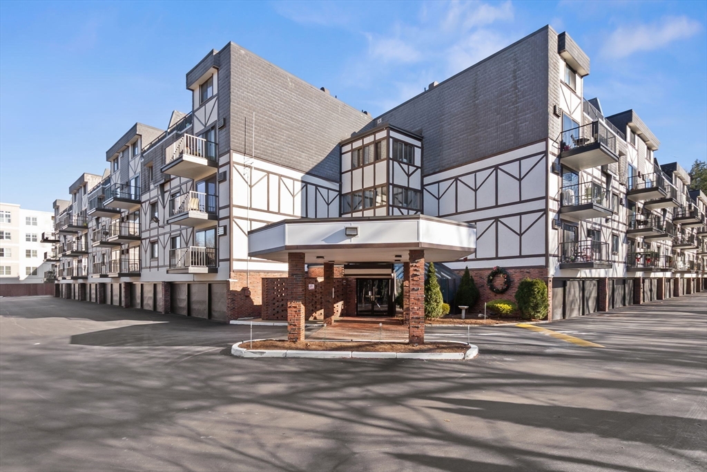 a view of a building and a street