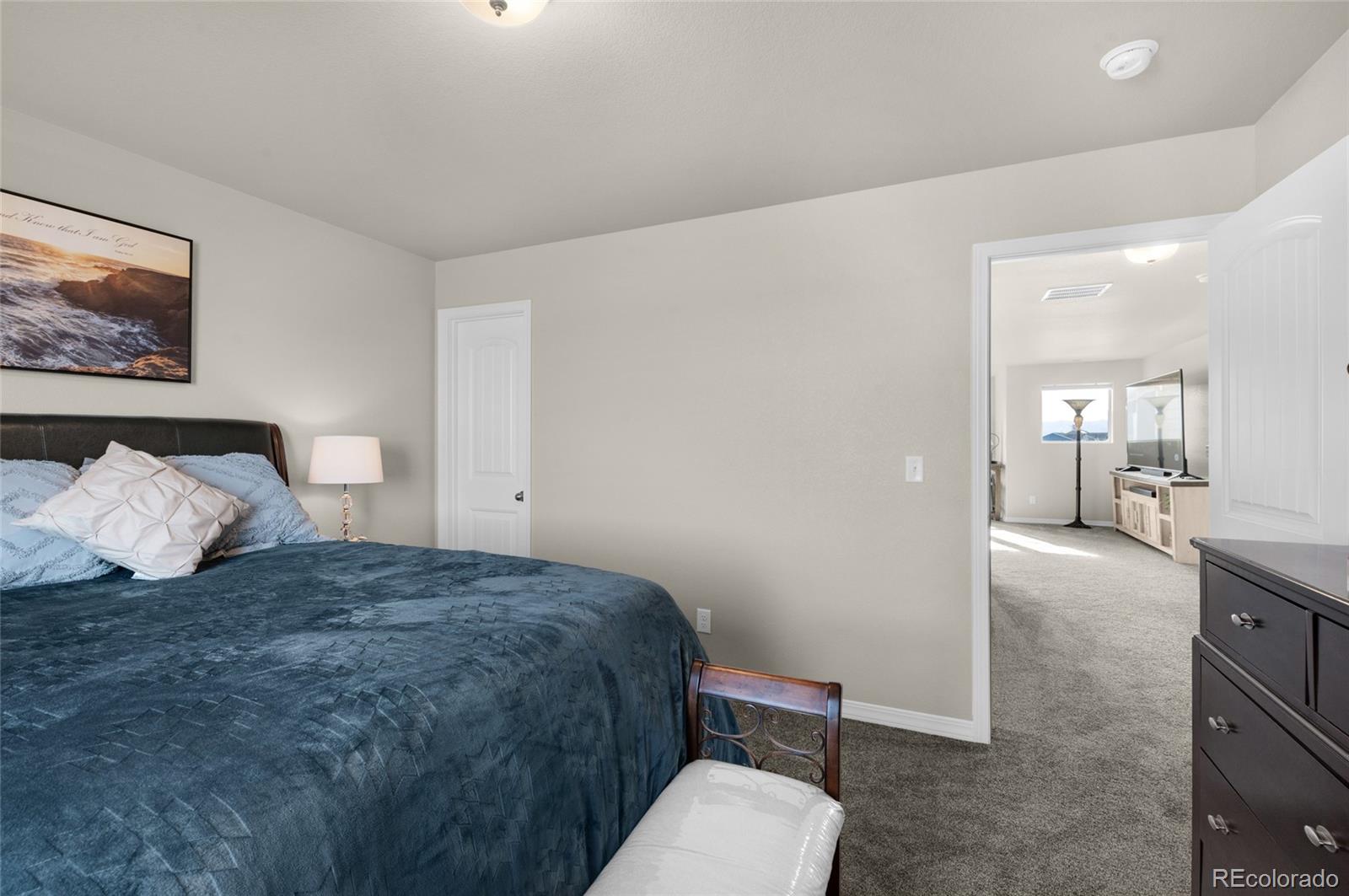 9033 Yellowtail Way Colorado Springs, CO 80908 - Photo 27 of 39 a bedroom with a bed and a couch