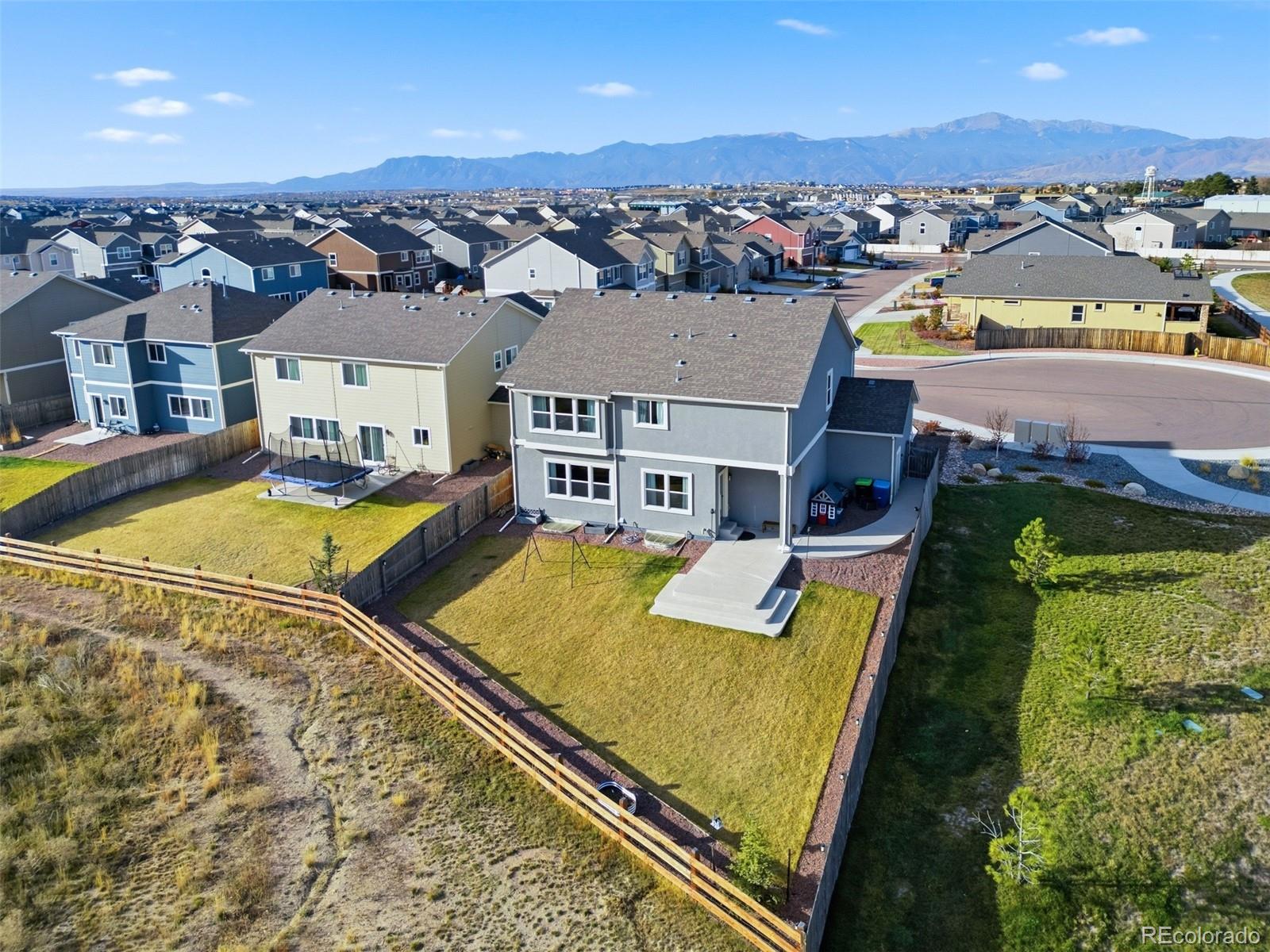 9033 Yellowtail Way Colorado Springs, CO 80908 - Photo 36 of 39 an aerial view of residential houses with outdoor space