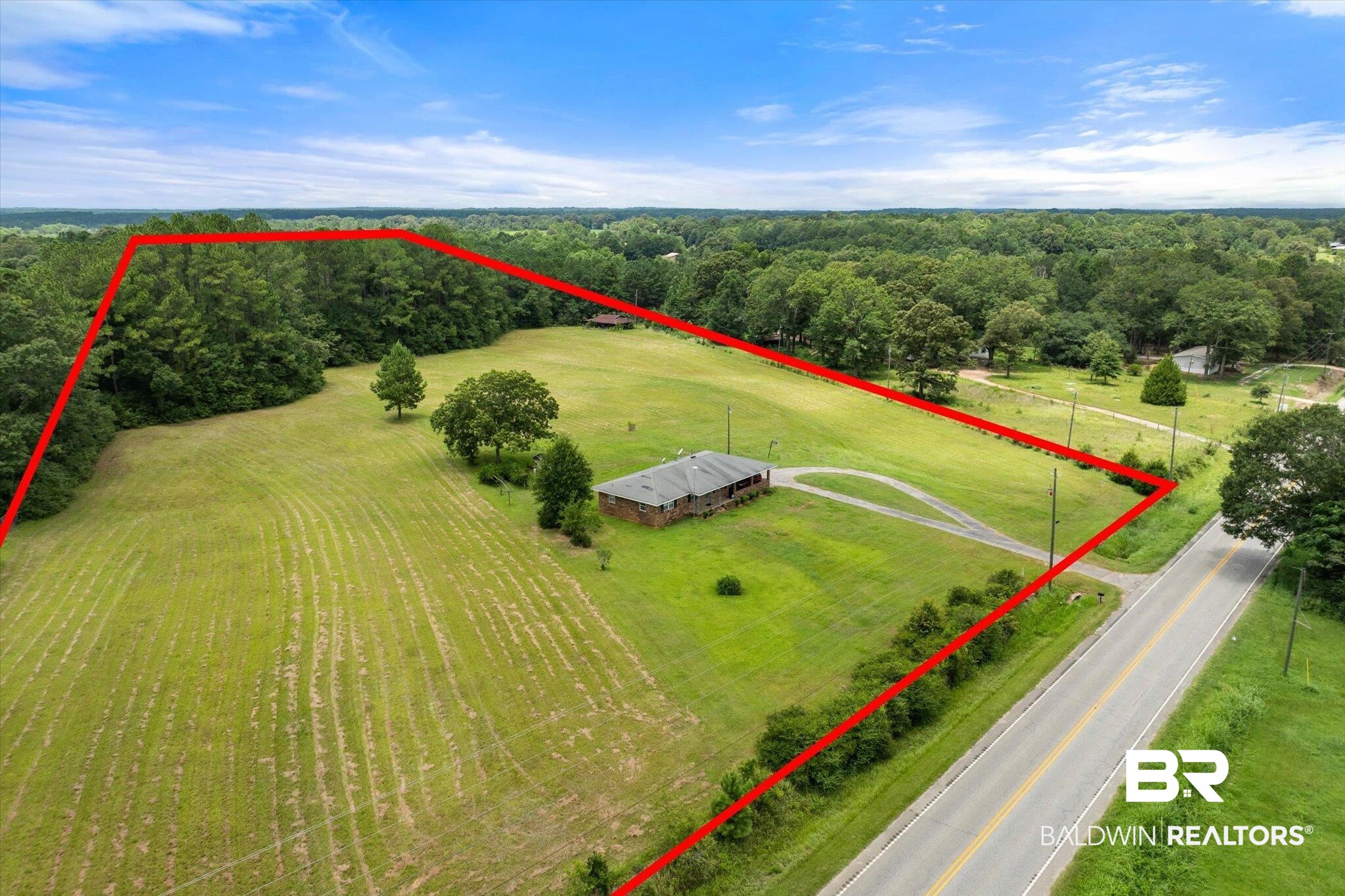 11601 Lott Road Chunchula, AL 36521 - Photo 31 of 34 View of rural area with property boundaries highlighted