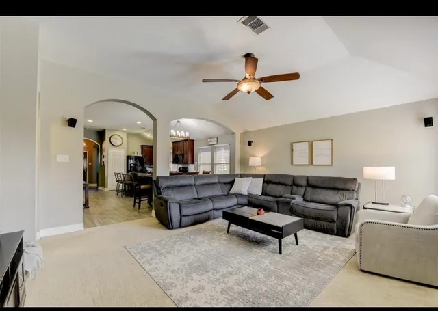 a living room with furniture