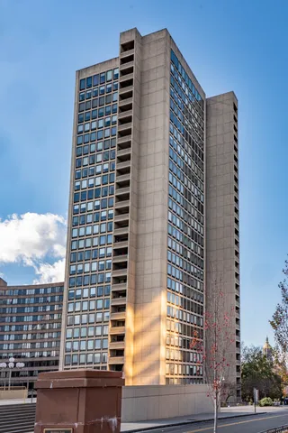 a front view of a building