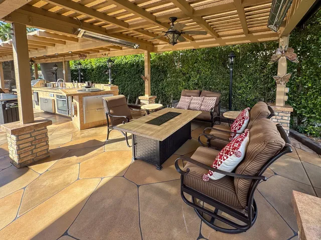 a outdoor space with patio lots of furniture