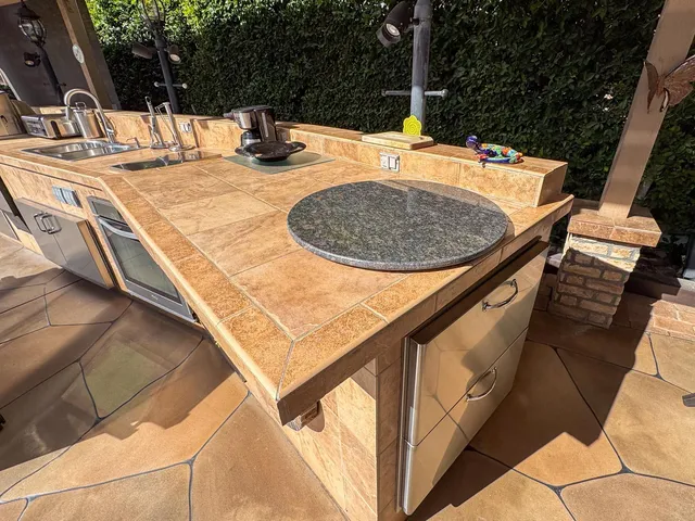 a view of barbeque grill with dining area and seating area