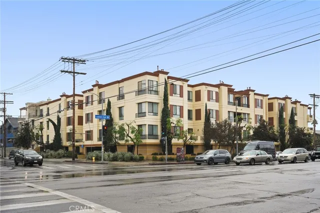 a front view of a building with street view
