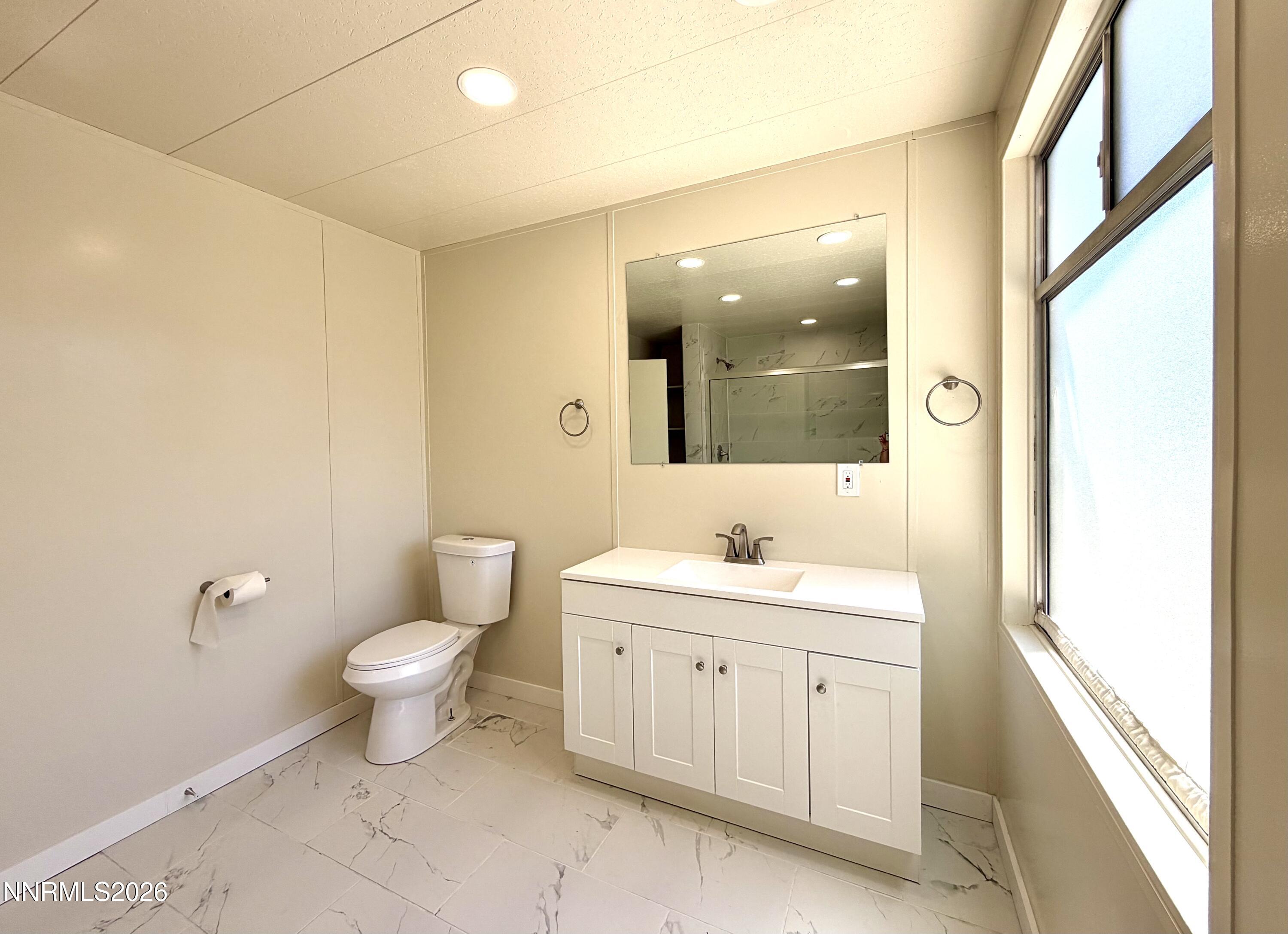 330 Taurus Circle Reno, NV 89521 - Photo 22 of 27 a bathroom with a toilet a sink and a large mirror
