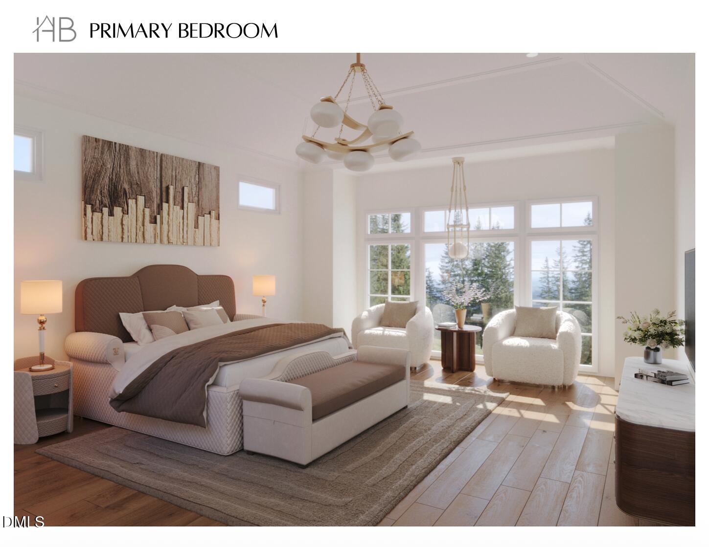 7136 North Ridge Drive Raleigh, NC 27615 - Photo 27 of 68 a spacious bedroom with a balcony a bed and a chandelier