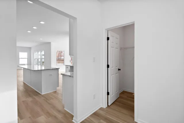 a bathroom with a vanity and mirror