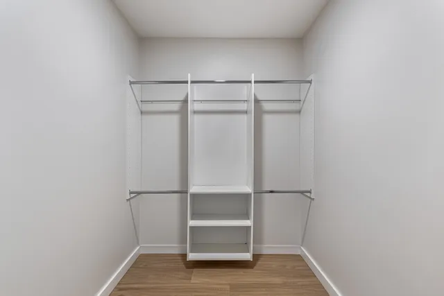 a view of an empty walk in closet