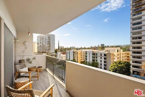a view of balcony with city view
