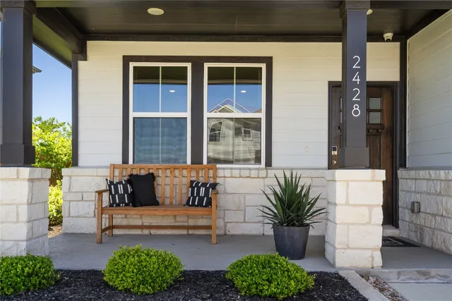 a building outdoor space with patio furniture