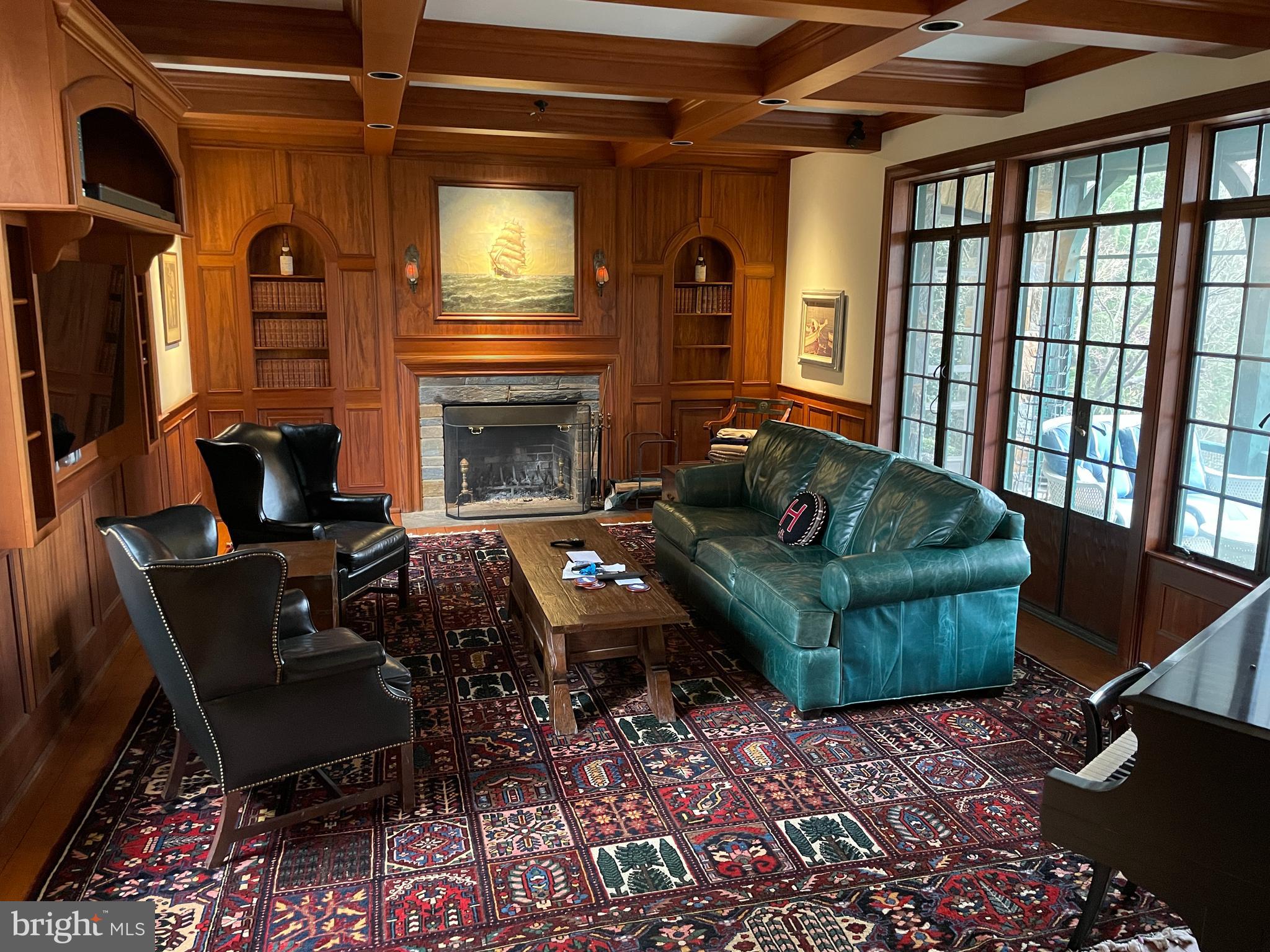 3117 Chain Bridge Road Northwest Washington, DC 20016 - Photo 4 of 26 Huge high ceilings, cherry wood paneled LR