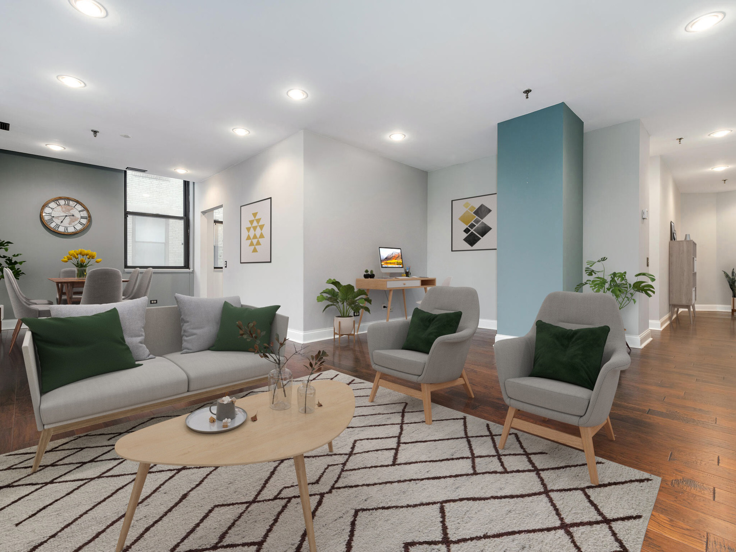 640 South Federal Street, Unit 708 Chicago, IL 60605 - Photo 2 of 20 a living room with furniture and wooden floor