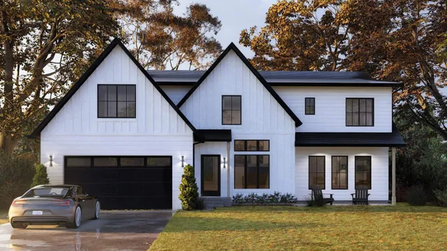 a front view of a house with garage