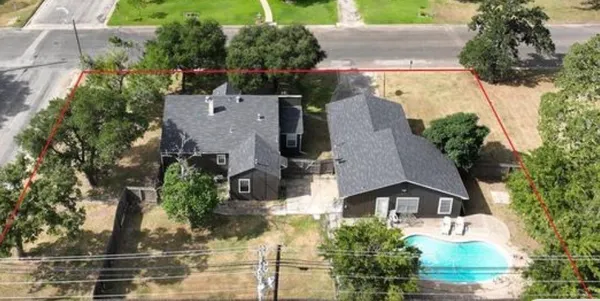 an aerial view of a house