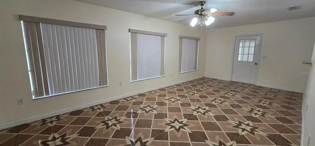 a view of a livingroom with a window