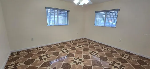 a view of a black and white checkered floor