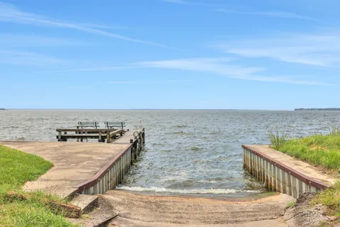 a view of a terrace with a ocean view