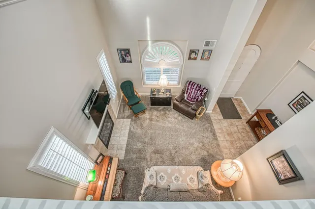 a view of a balcony with an outdoor space
