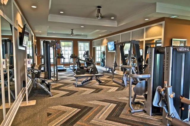 a view of a room with gym equipment