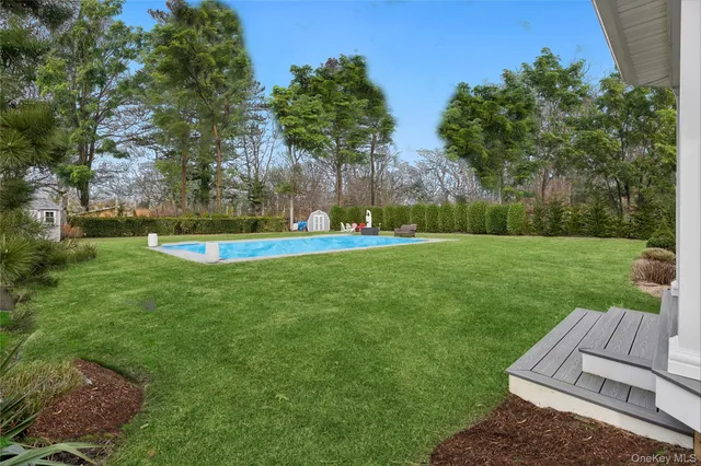 a view of a garden with trees