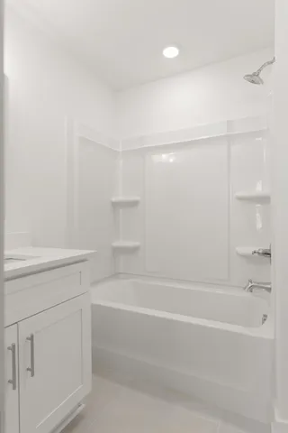 a bathroom with a bathtub