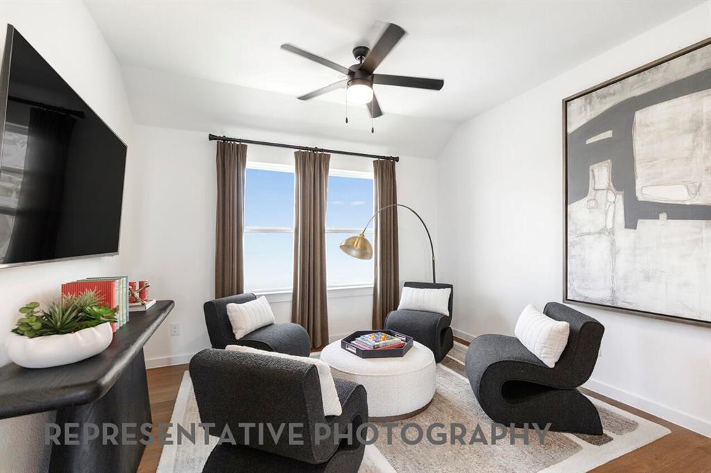 4415 Azalea Trail Oak Point, TX 75068 - Photo 26 of 38 a living room with furniture and a flat screen tv